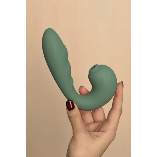 Вибратор с вакуумной стимуляцией Duo Viro из жидкого силикона (SENSORA)