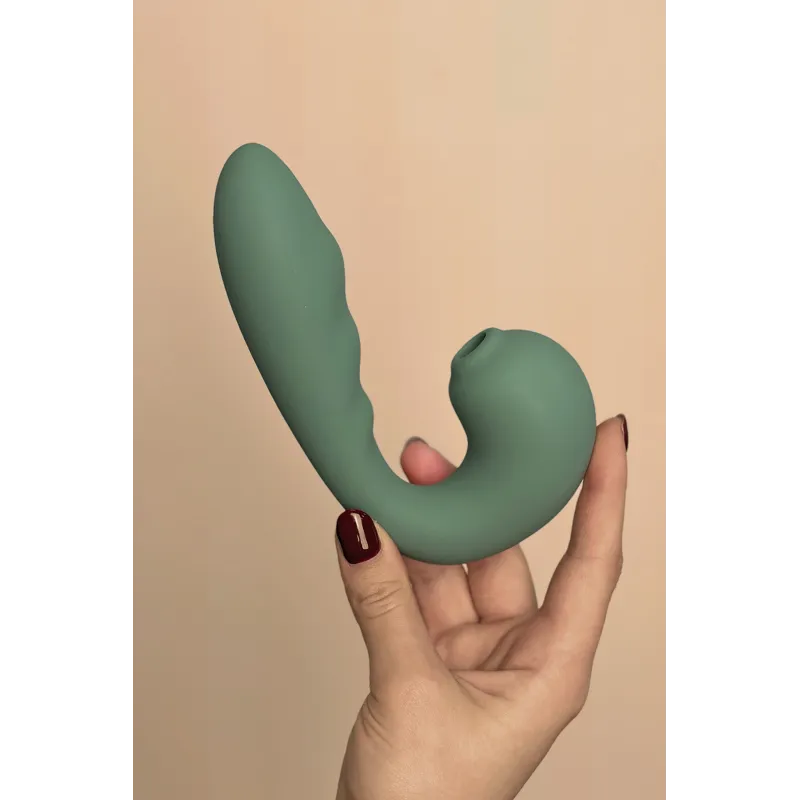 Вибратор с вакуумной стимуляцией Duo Viro из жидкого силикона (SENSORA)