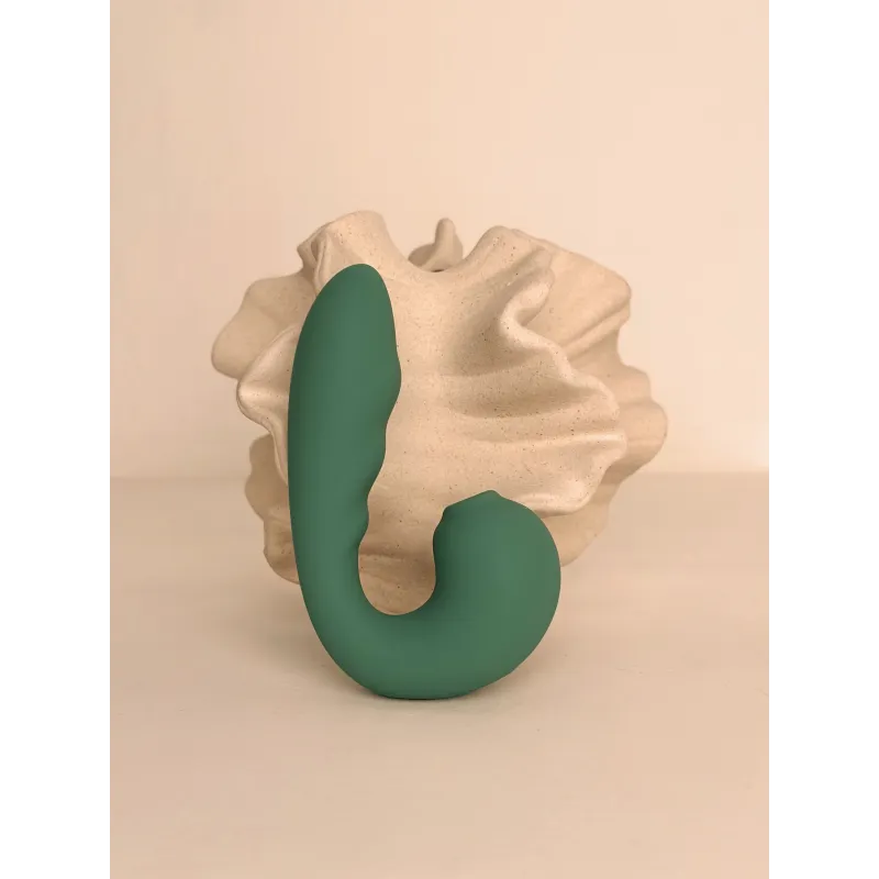 Вибратор с вакуумной стимуляцией Duo Viro из жидкого силикона (SENSORA)