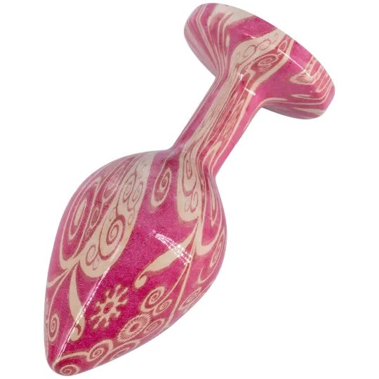 Эмалированная анальная пробка из алюминия с ярко розовым кристаллом