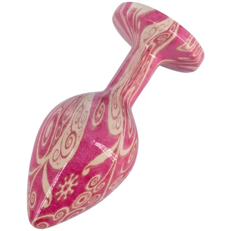 Эмалированная анальная пробка из алюминия с ярко розовым кристаллом