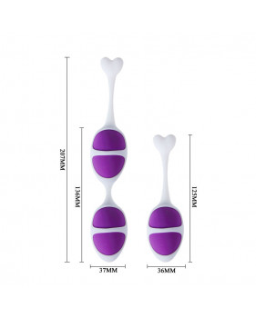 Набор вагинальных шариков Alice 2 вида, бело-фиолетовые