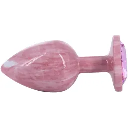 Эмалированная анальная пробка из алюминия со светло розовым кристаллом