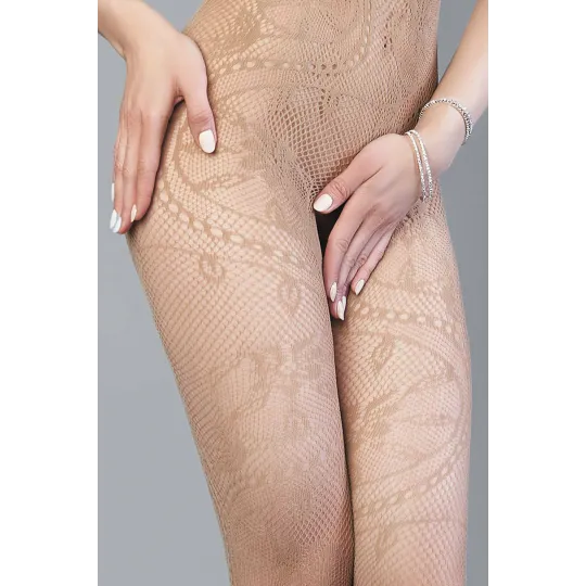 Боди-комбинезон бежевый с узором и длинным рукавом (Impulse)