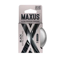 Презервативы MAXUS Extra Strong №3 в железном кейсе, черные, утолщенные, 3 шт