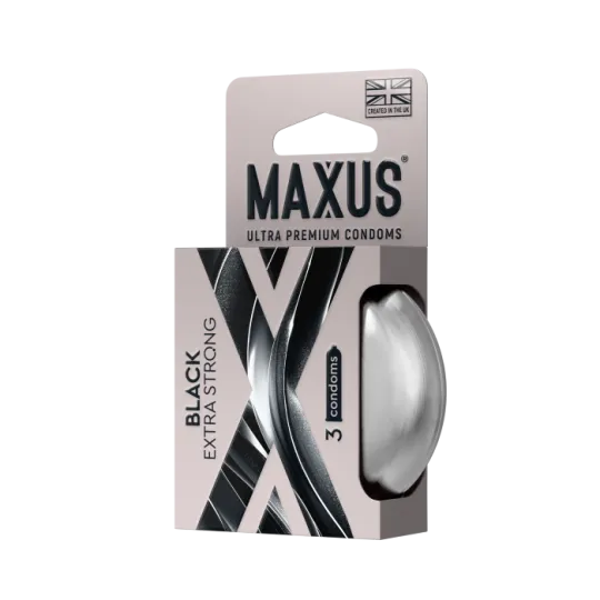 Презервативы MAXUS Extra Strong №3 в железном кейсе, черные, утолщенные, 3 шт