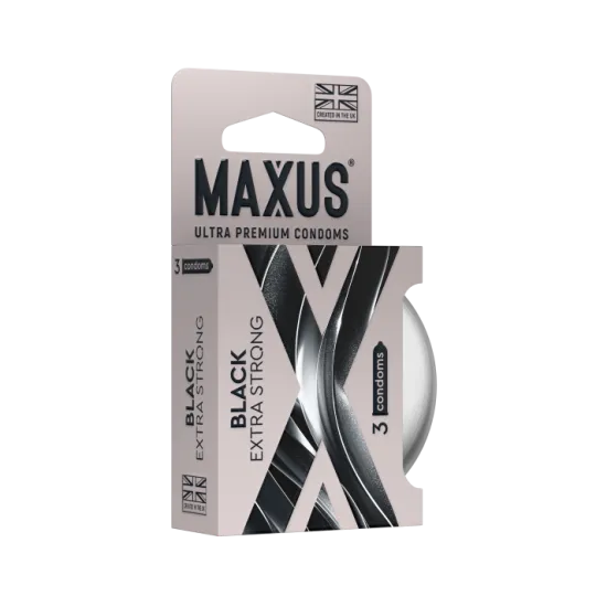 Презервативы MAXUS Extra Strong №3 в железном кейсе, черные, утолщенные, 3 шт