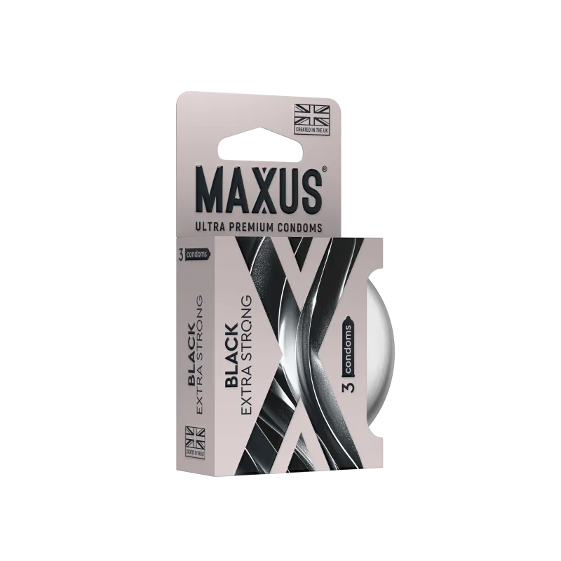 Презервативы MAXUS Extra Strong №3 в железном кейсе, черные, утолщенные, 3 шт