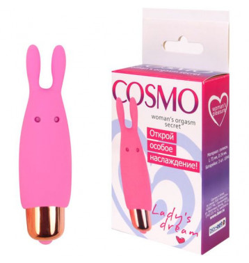 Мини-вибратор кролик Cosmo, длина 73 мм, диаметр 24 мм, цвет розовый