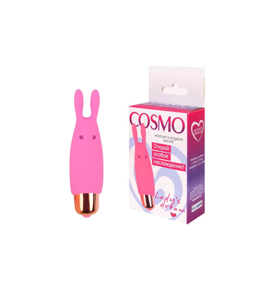 Мини-вибратор кролик Cosmo, длина 73 мм, диаметр 24 мм, цвет розовый