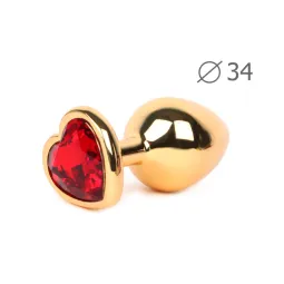 ВТУЛКА АНАЛЬНАЯ ЗОЛОТАЯ, L 80 мм D 34 мм, вес 80г, цвет кристалла красный