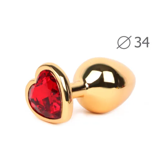 ВТУЛКА АНАЛЬНАЯ ЗОЛОТАЯ, L 80 мм D 34 мм, вес 80г, цвет кристалла красный