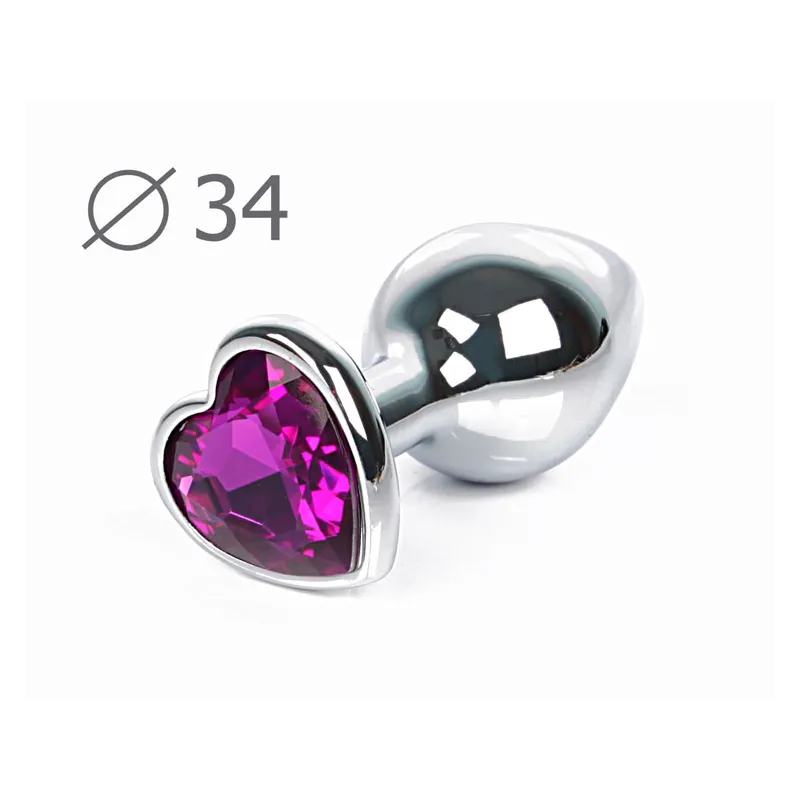 ВТУЛКА АНАЛЬНАЯ СЕРЕБРЯНАЯ, L 80 мм D 34 мм, вес 80г, цвет кристалла фиолетовый