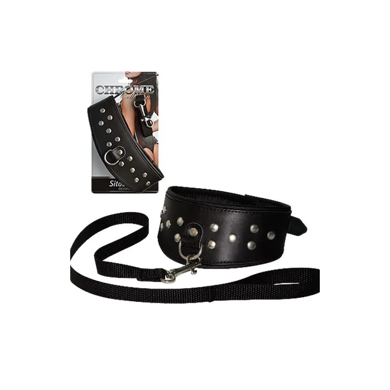 Кожаный ошейник с шлейкой Sitabella Chrome Collection