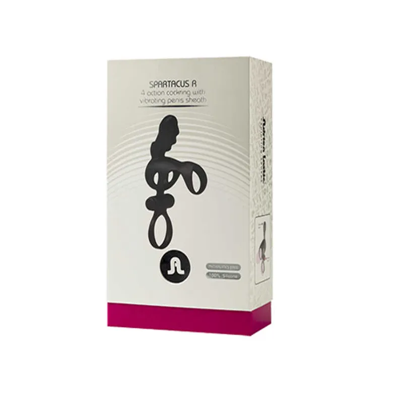 Spartakus R эрекционная насадка кольцо со съемной вибропулей черное