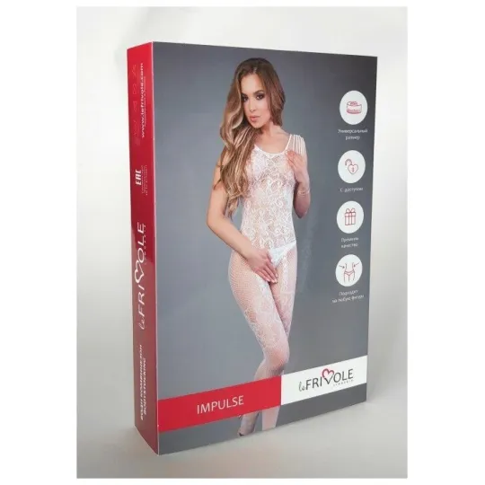 Боди-комбинезон белый с имитацией подвязок (Impulse)