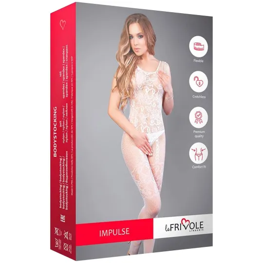 Боди-комбинезон белый с имитацией подвязок (Impulse)