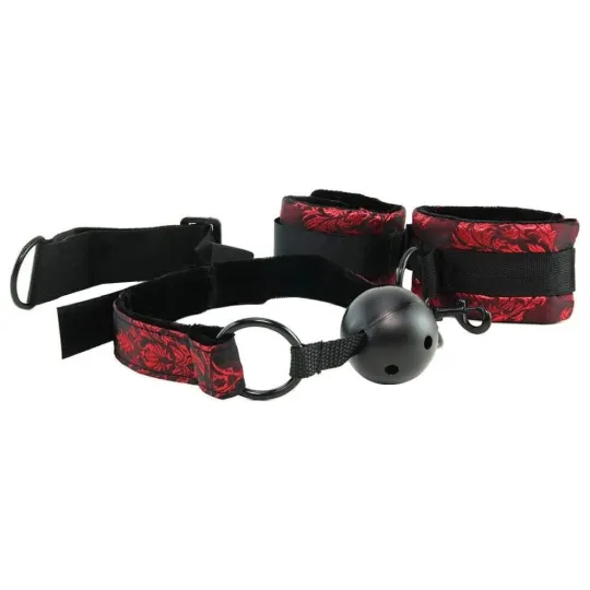 Кляп с наручниками SCANDAL BRTHBLE BLL GAG w/CFFS