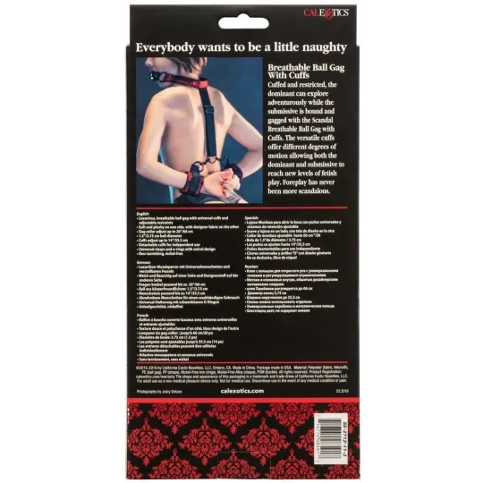 Кляп с наручниками SCANDAL BRTHBLE BLL GAG w/CFFS