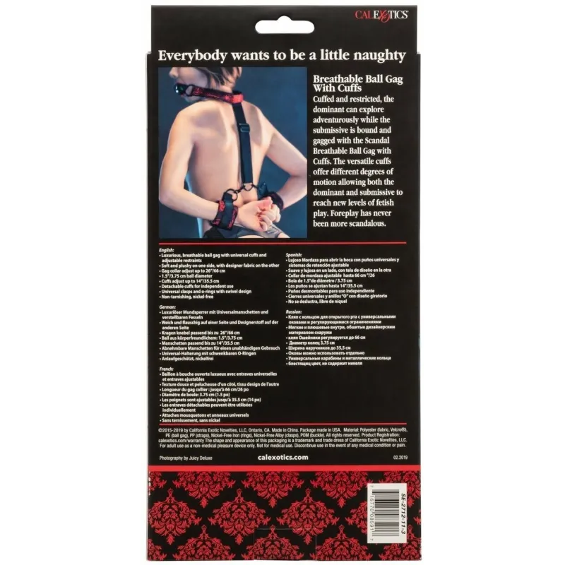 Кляп с наручниками SCANDAL BRTHBLE BLL GAG w/CFFS