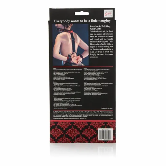 Кляп с наручниками SCANDAL BRTHBLE BLL GAG w/CFFS