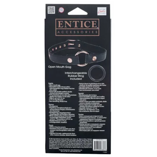 Кляп открытый с кольцом Entice Open Mouth Gag черный
