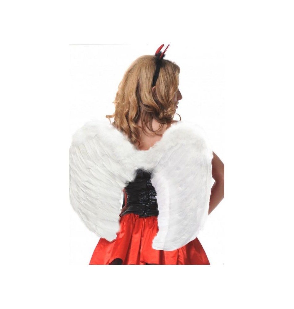Крылья ангела из перьев закругленные белый ( 60см. х 50см.)
