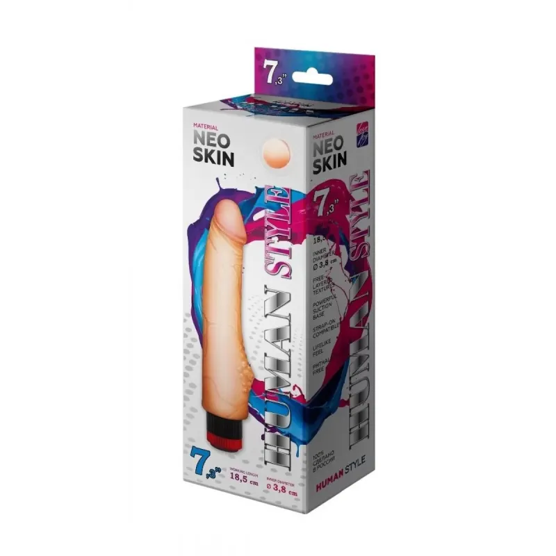 ВИБРАТОР РЕАЛИСТИК " HUMAN STYLE" L 185 мм D 38 мм, киберкожа