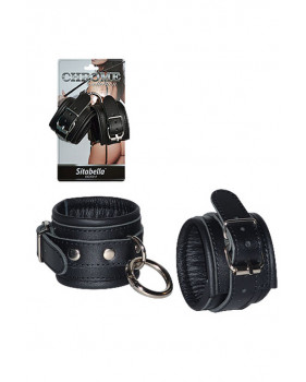 Кожаные наручники с круглым карабином Sitabella Chrome Collection