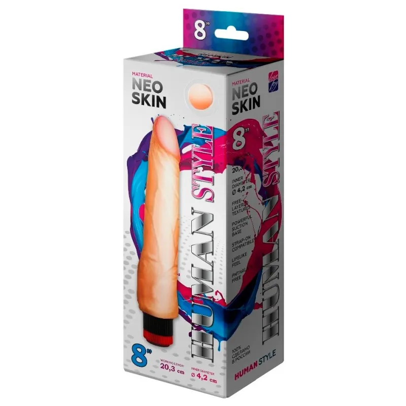 ВИБРАТОР РЕАЛИСТИК " HUMAN STYLE" L 203 мм D 42 мм, киберкожа