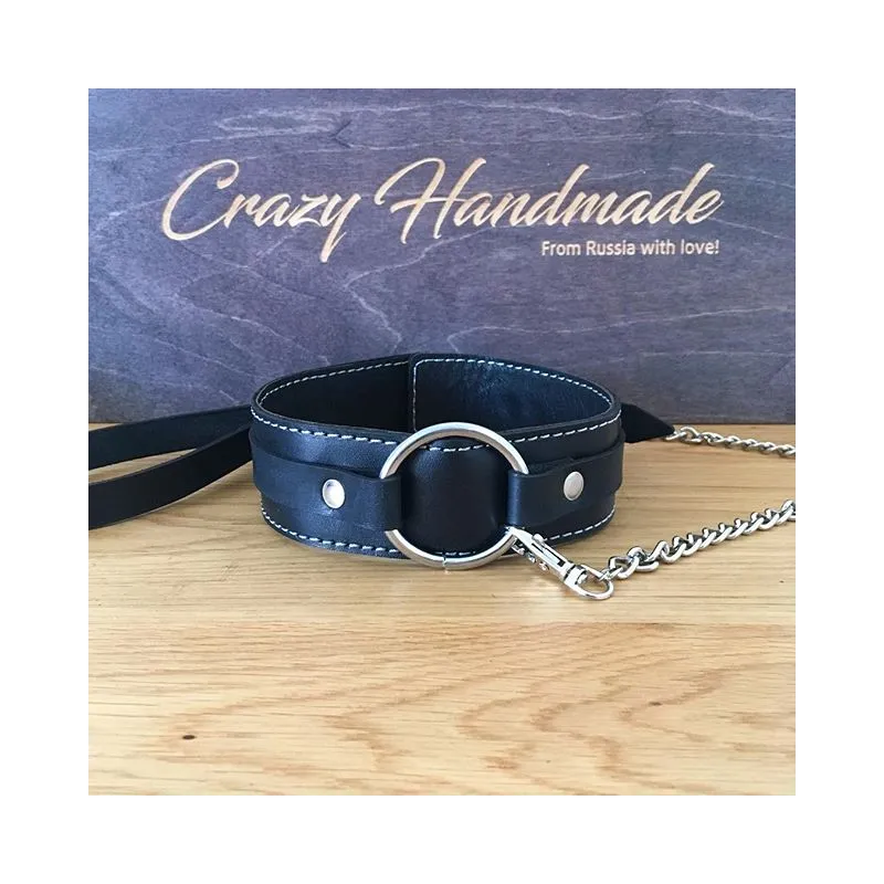 Ошейник из натуральной кожи , с поводком