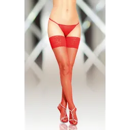 Красные чулки в сетку со швом. Размер 2