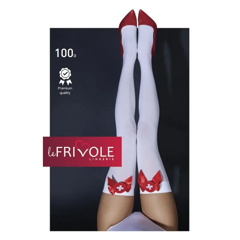 Чулки медсестры в сетку с бантиками