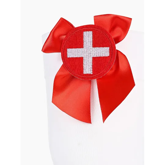 Чулки медсестры в сетку с бантиками