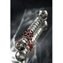 ДВУСТОРОННИЙ ФАЛЛОИМИТАТОР SEXUS GLASS, СТЕКЛО,ПРОЗРАЧНЫЙ, 22СМ