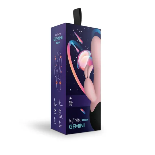 Нагреваемый вибратор кролик Gemini, цвет персиковый