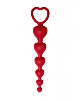 Анальная цепочка Love Beam, силикон, диаметр до 3,2 см, длина 19 , цвет бордовый