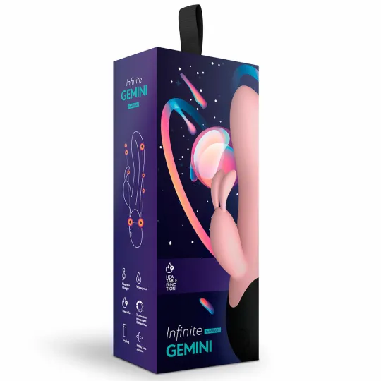 Нагреваемый вибратор кролик Gemini, цвет персиковый
