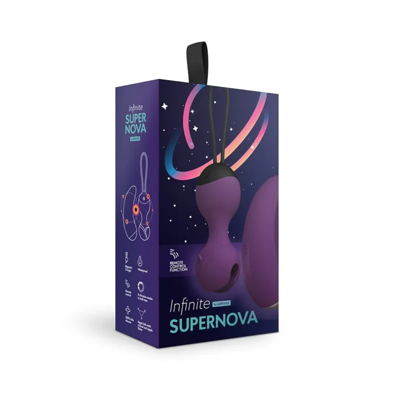 Виброшарики Кегеля с вибро-пультом д/у SuperNova, цвет сливовый