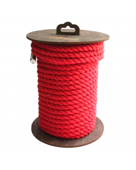 Веревка красная из хлопка на деревянной катушке , 20 м