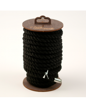Веревка черная из хлопка на деревянной катушке , 10 м
