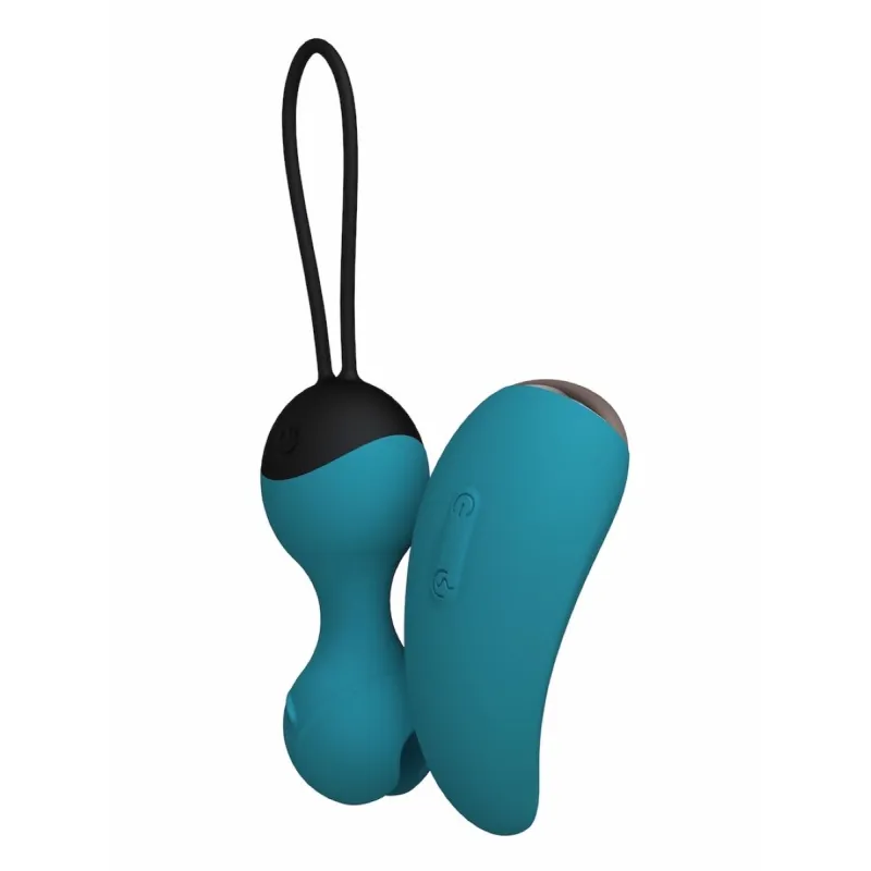 Виброшарики Кегеля с вибро-пультом ду SuperNova, цвет морская волна