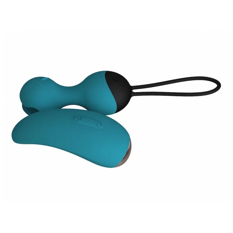 Виброшарики Кегеля с вибро-пультом ду SuperNova, цвет морская волна