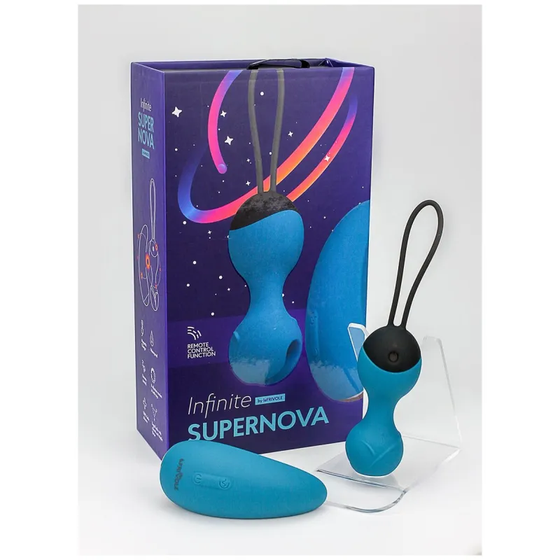 Виброшарики Кегеля с вибро-пультом ду SuperNova, цвет морская волна