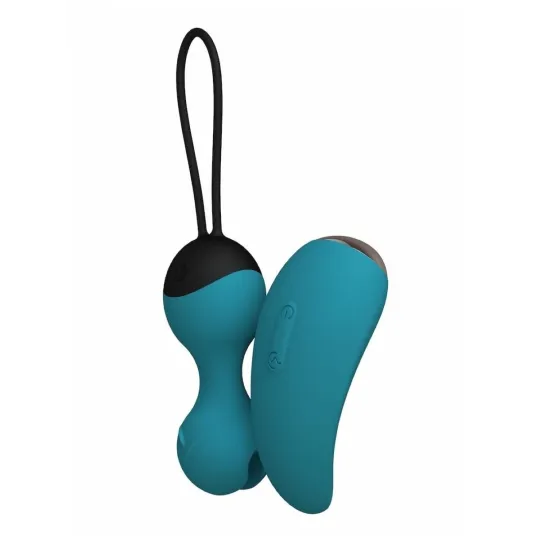 Виброшарики Кегеля с вибро-пультом ду SuperNova, цвет морская волна