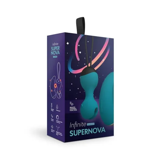 Виброшарики Кегеля с вибро-пультом ду SuperNova, цвет морская волна