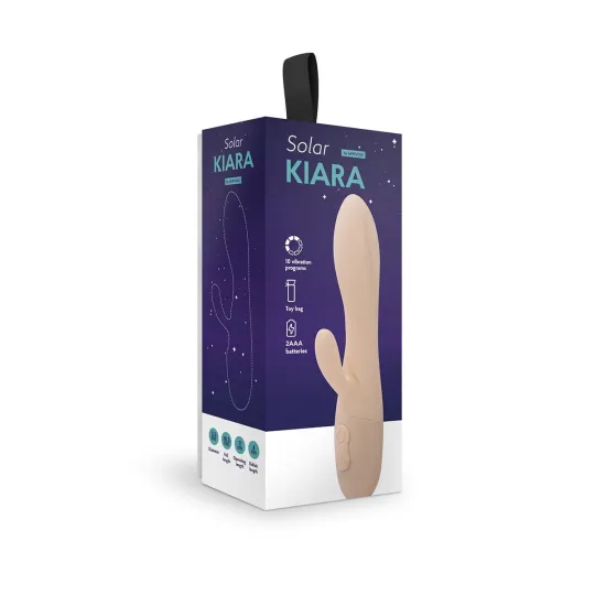 Вибратор с клиторальным отростком Kiara, цвет слоновая кость