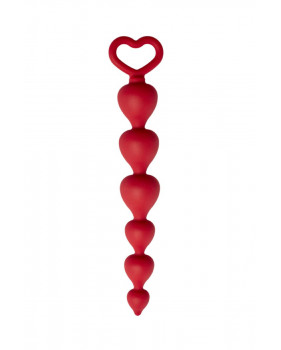 Анальная цепочка Heart Ray, силикон, цвет бордовый