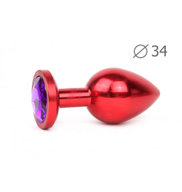 RED PLUG MEDIUM (втулка анальная), L 82 мм D 34 мм, вес 100г, цвет кристалла фиолетовый