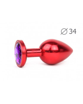 RED PLUG MEDIUM (втулка анальная), L 82 мм D 34 мм, вес 100г, цвет кристалла фиолетовый